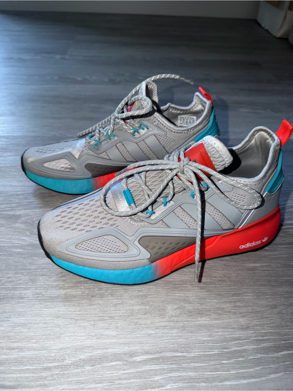 adidas Gray Sneakers with Blue & Red Accents